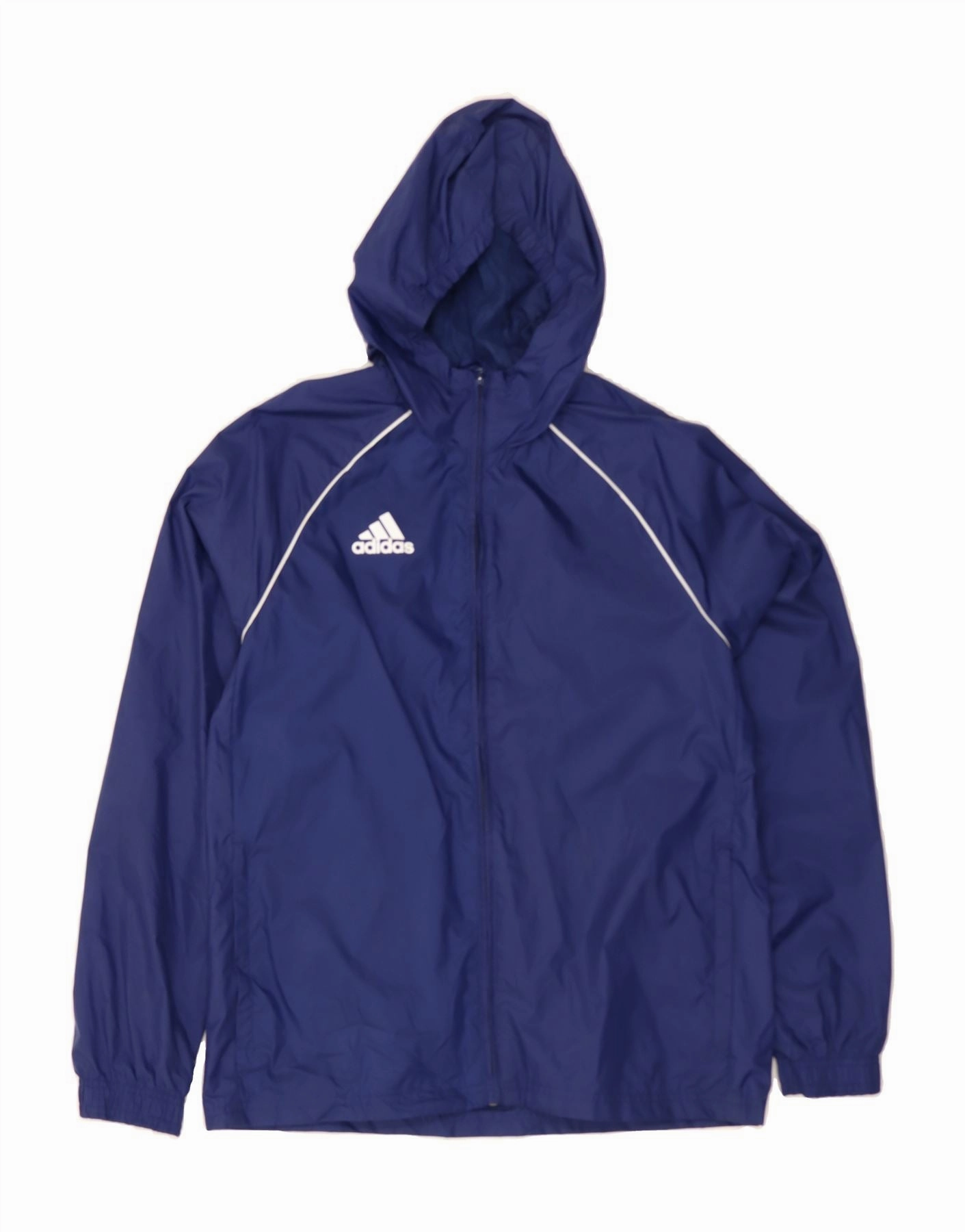 subtle style ADIDAS Boys Hooded Rain Jacket 13-14 Years  Navy Blue Polyester