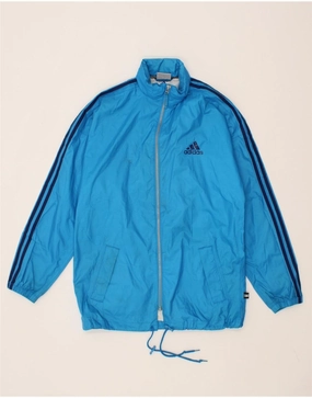 ADIDAS Boys Hooded Rain Jacket 15-16 Years  Blue Nylon Trendy Jacket Design