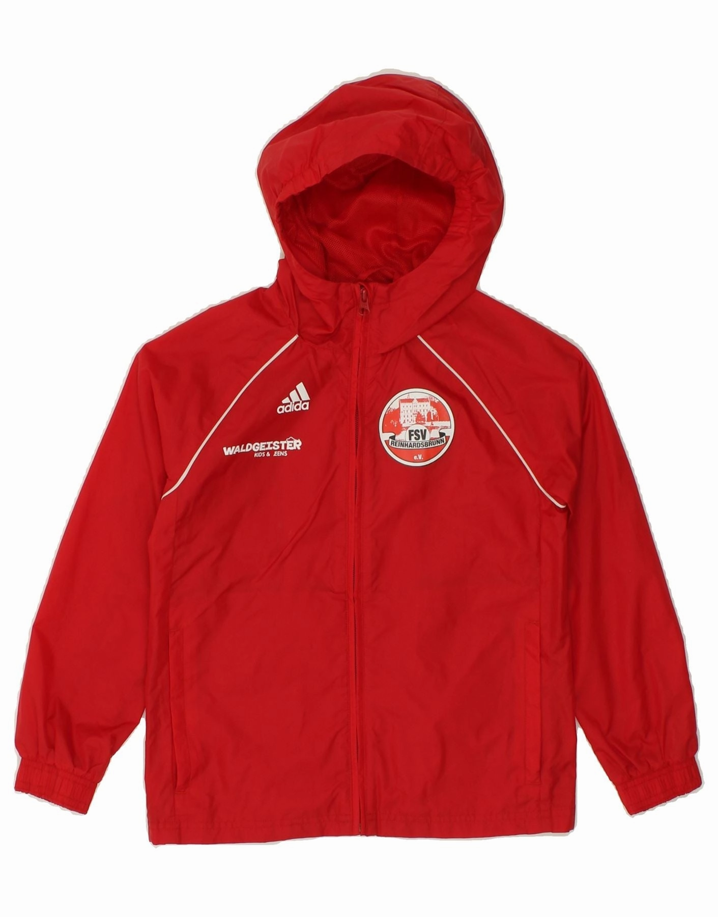 Foldable Collar Design popular in America ADIDAS Boys Hooded Rain Jacket 7-8 Years Red Polyester