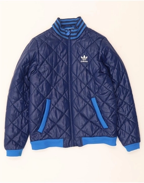 ADIDAS Boys Quilted Jacket 15-16 Years Blue Polyester Conditioner Observe