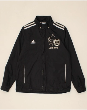 ADIDAS Boys Rain Jacket 9-10 Years Black Polyester Announce
