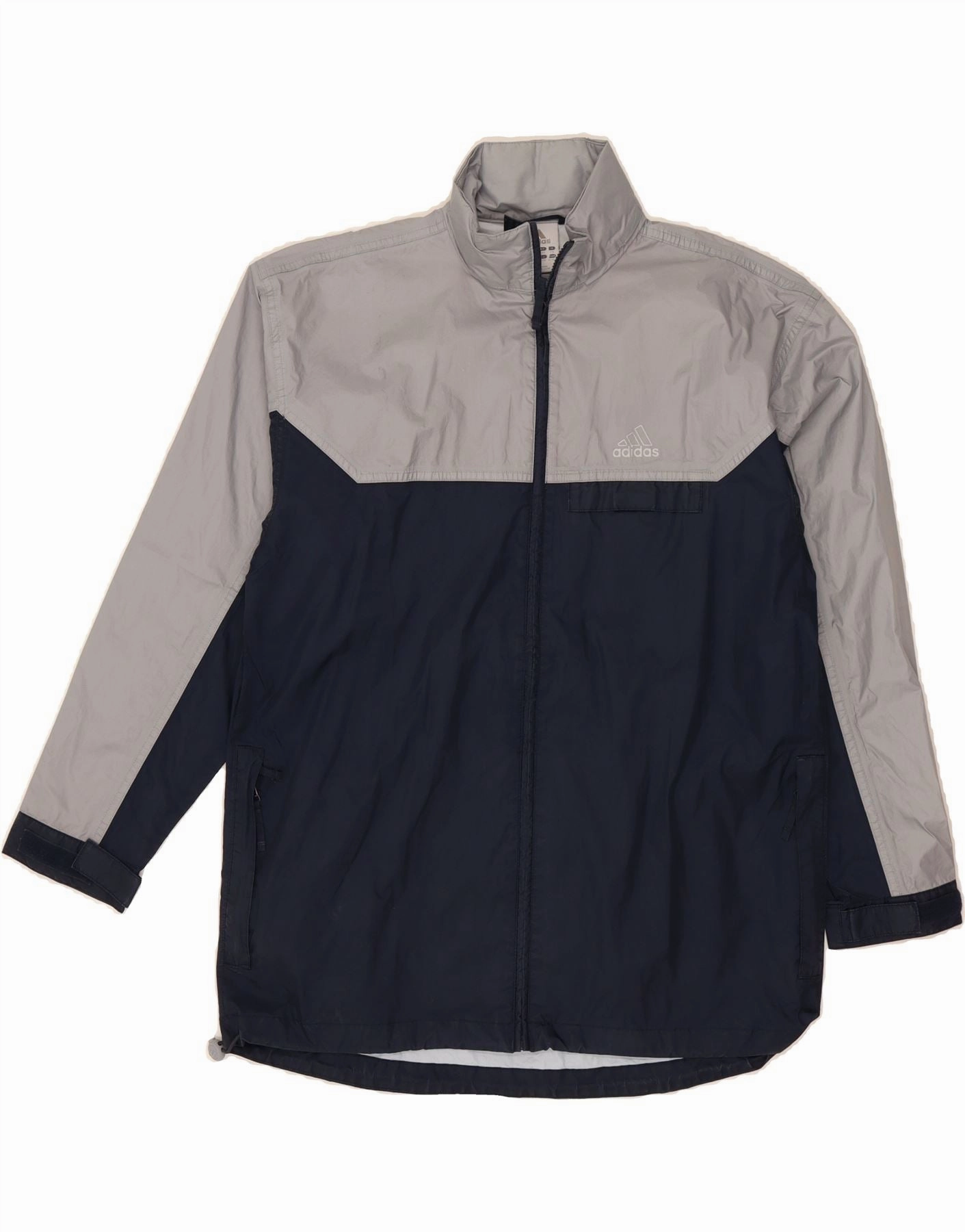 Active Commute ADIDAS Boys Tall Graphic Hooded Rain Jacket 15-16 Years Grey Colourblock