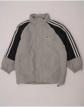 Weather Ready Versatile Outerwear ADIDAS Boys Windbreaker Jacket 10-11 Years Grey Colourblock Polyamide