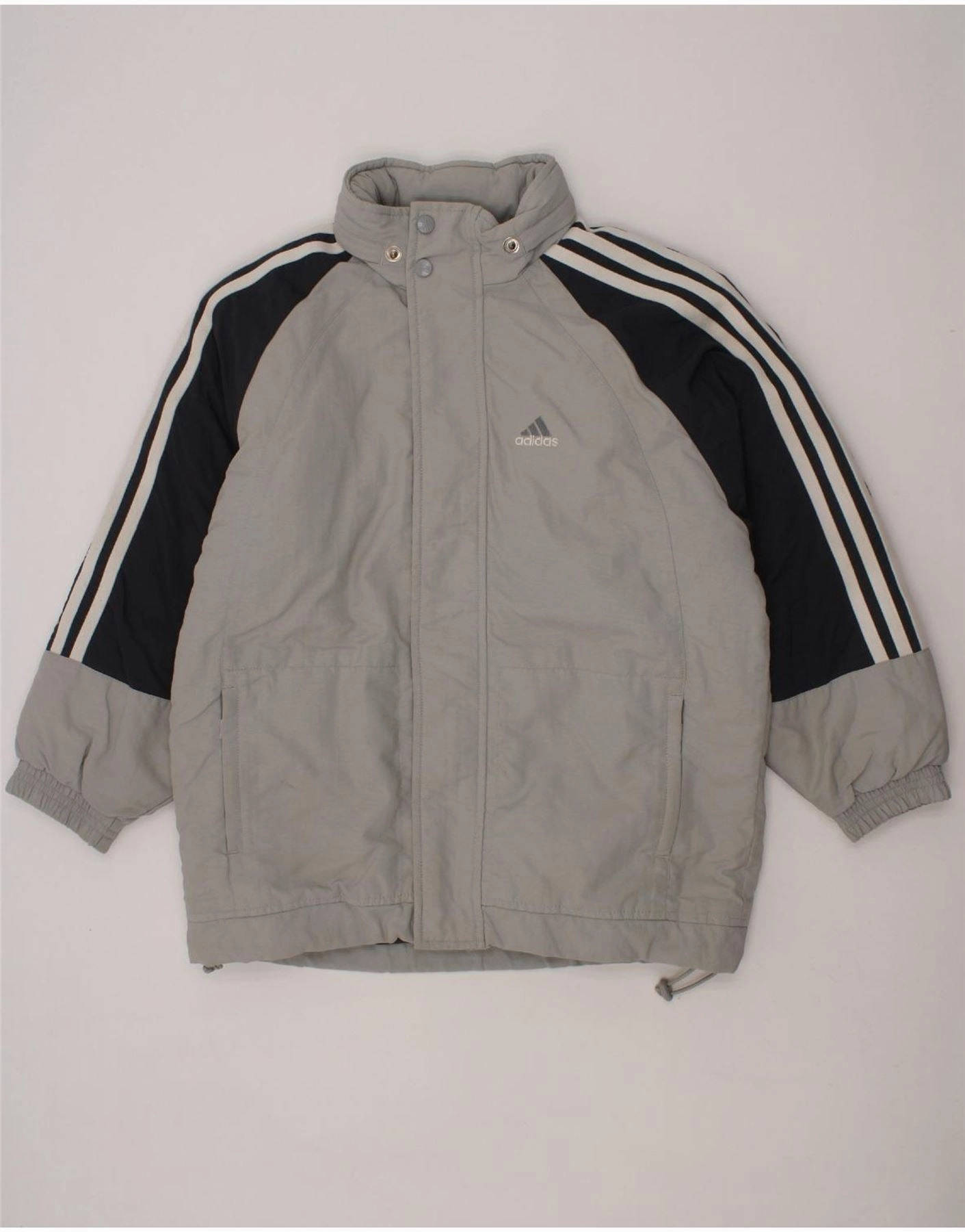 Weather Ready Versatile Outerwear ADIDAS Boys Windbreaker Jacket 10-11 Years Grey Colourblock Polyamide