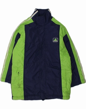 Office Look Ergonomic Pattern ADIDAS Boys Windbreaker Jacket 7-8 Years Navy Blue Colourblock Polyamide