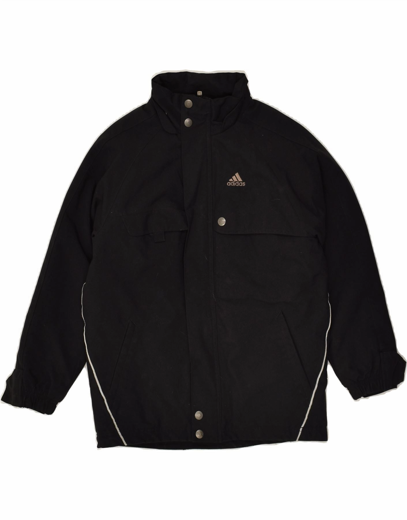 ADIDAS Boys Windbreaker Jacket 9-10 Years Black Polyamide Anti Static Finish Personalized