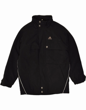 ADIDAS Boys Windbreaker Jacket 9-10 Years Black Polyamide Anti Static Finish Personalized