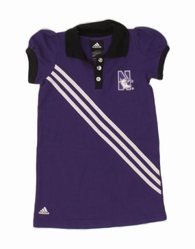 ADIDAS Girls Graphic Polo Dress 4-5 Years Purple Calm Mood Modern Lines