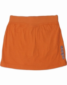 Simple Style ADIDAS Girls Mini Skirt 7-8 Years W26 Orange Cotton