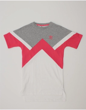 ADIDAS Girls T-Shirt Dress 12-13 Years Multicoloured Colourblock Cotton Sleek Outline Warm Season