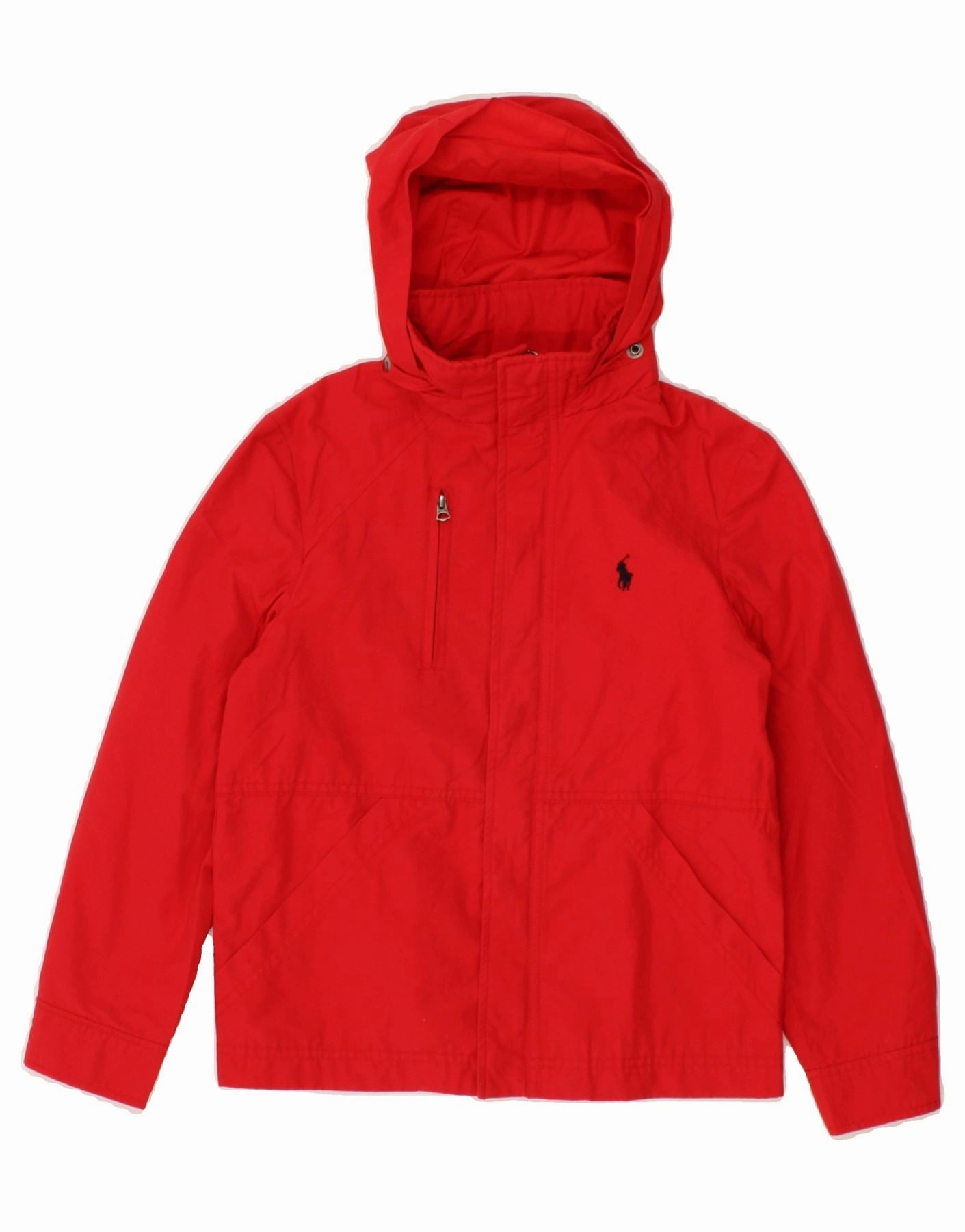 POLO RALPH LAUREN Boys Hooded Rain Jacket 7-8 Years Small Red Cotton Era