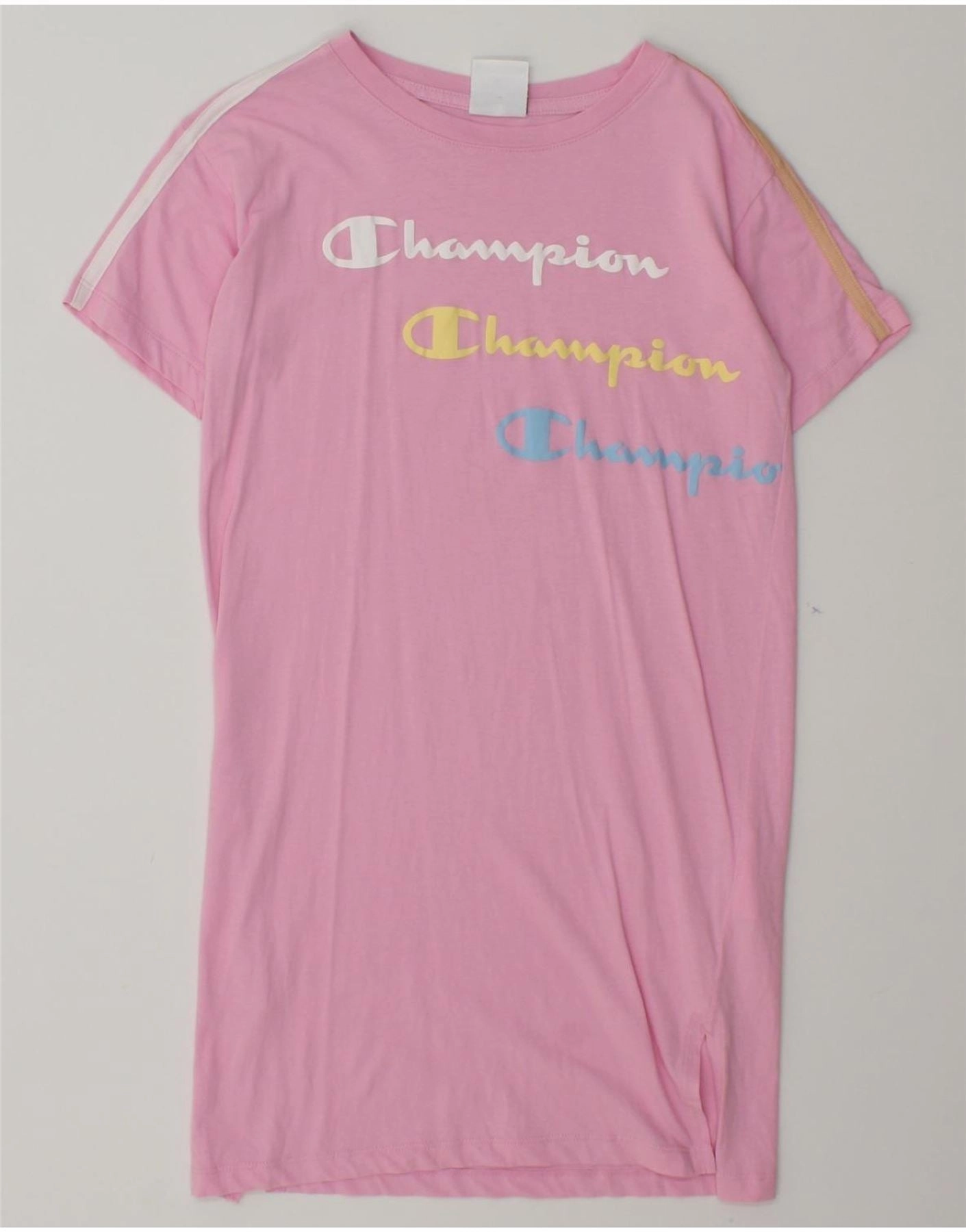 Natural Form Versatile Comfort Wear CHAMPION Girls Graphic T-Shirt Dress 9-10 Years Pink Cotton