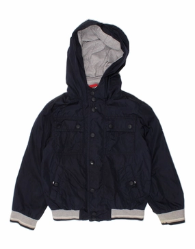FAY Boys Hooded Bomber Jacket 4-5 Years Navy Blue Respect