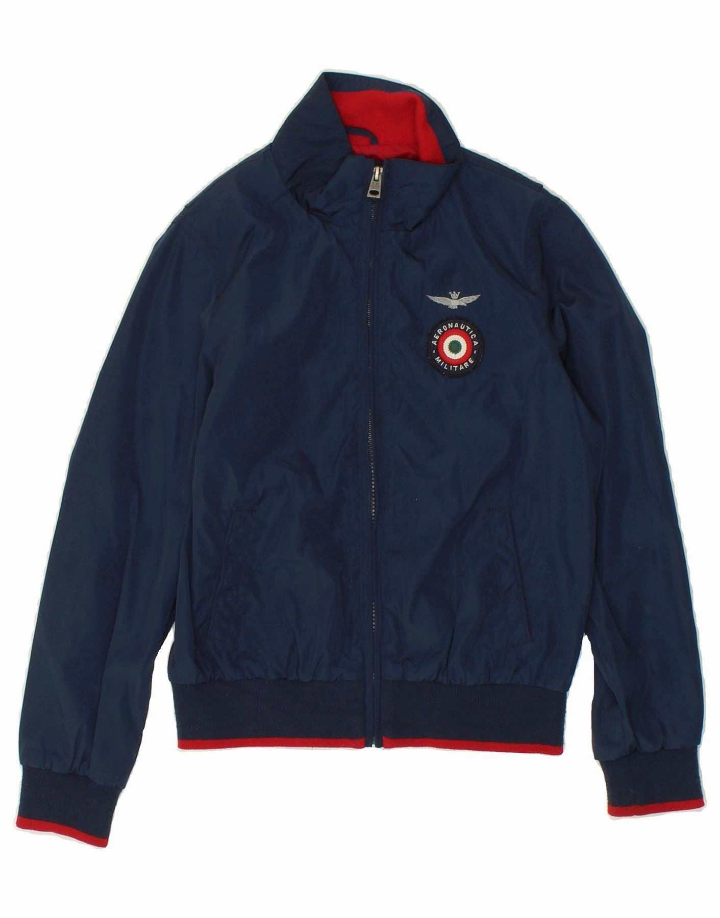 AERONAUTICA MILITARE Boys Bomber Jacket 9-10 Years Navy Blue Polyester Non Restrictive Silhouette Cozy Interior