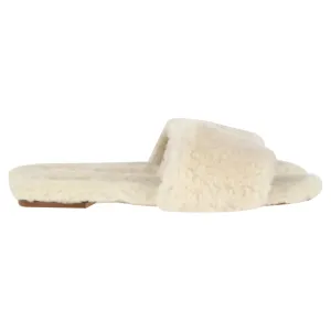 Calm Pace Breathable Style Aeyde Anna Shearling Slides in White Fur
