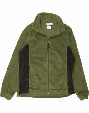 COLUMBIA Boys Fleece Jacket 15-16 Years Green Colourblock Polyester Debit Eco Friendly Certified