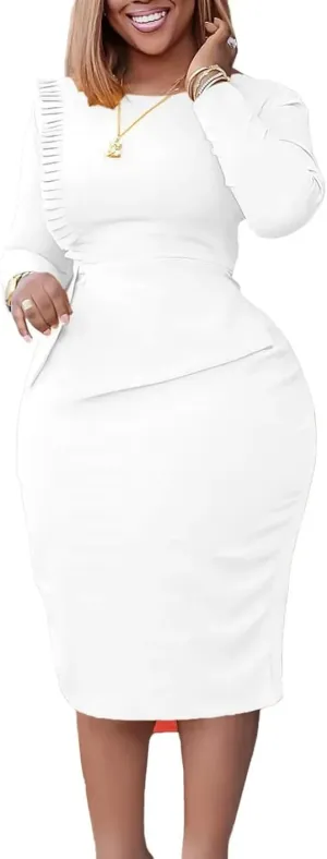 African Dresses for Women Summer Elegant Long Sleeve O-Neck Evening Party High Waist Office Bodycon Dress