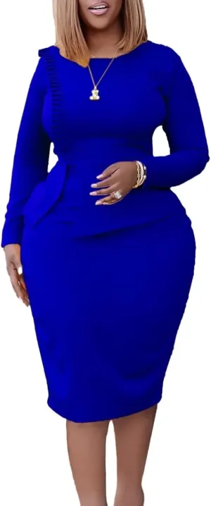 African Dresses for Women Summer Elegant Long Sleeve O-Neck Evening Party High Waist Office Bodycon Dress