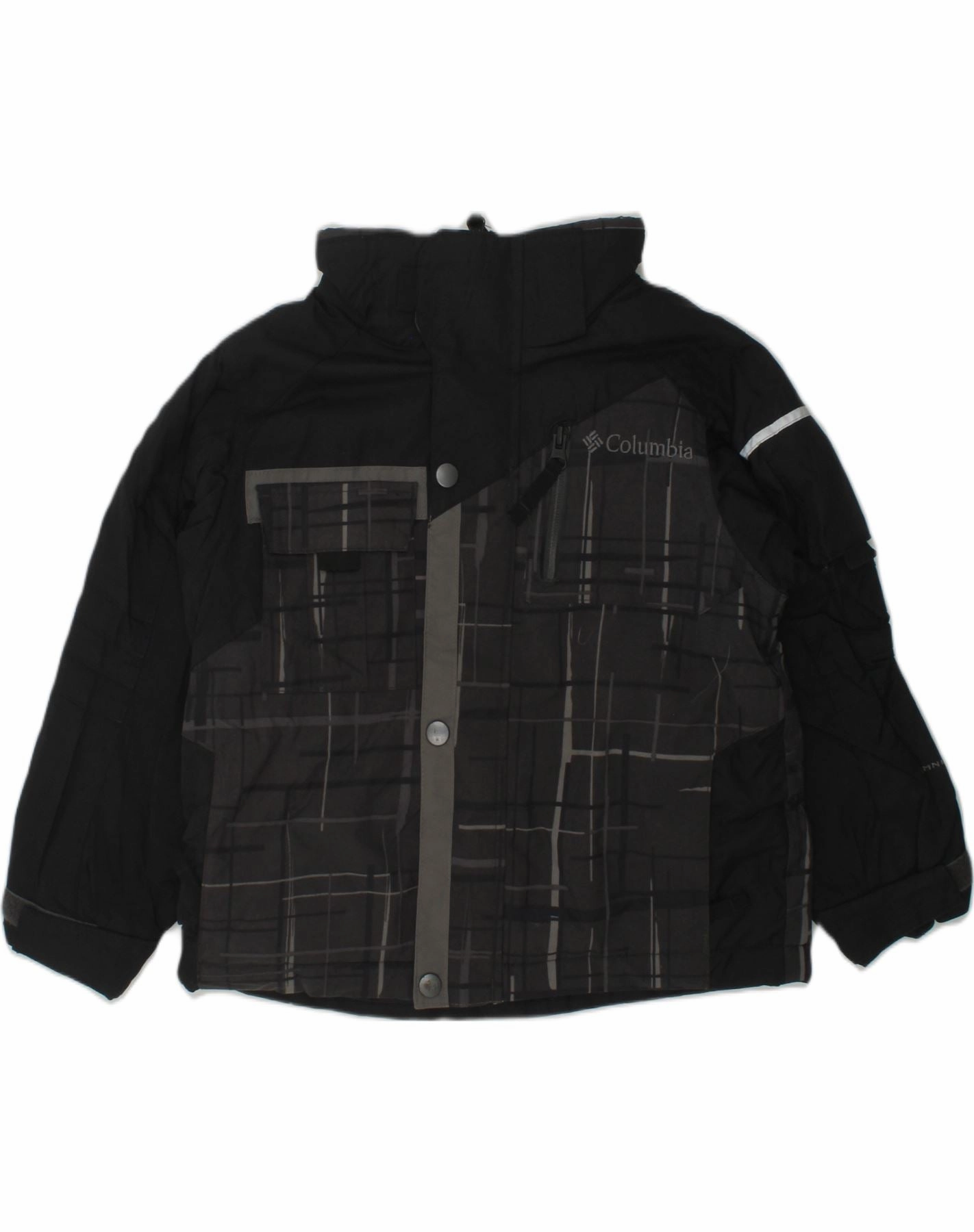 Ergonomic Cut COLUMBIA Boys Windbreaker Jacket 4-5 Years Black Colourblock Nylon
