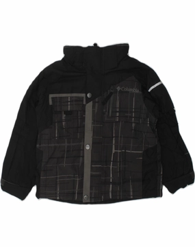 Ergonomic Cut COLUMBIA Boys Windbreaker Jacket 4-5 Years Black Colourblock Nylon