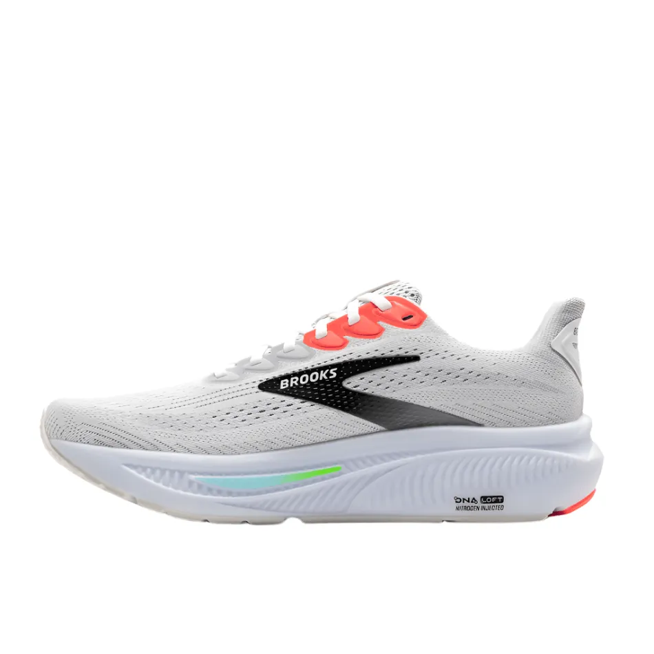 Beginner Brooks Men's Ghost 17 Running Shoes in White/Pink Clay/Gecko AW25