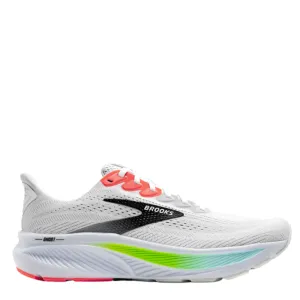 School - running Flat Sole Brooks Men's Ghost 17 Running Shoes in White/Pink Clay/Gecko AW25