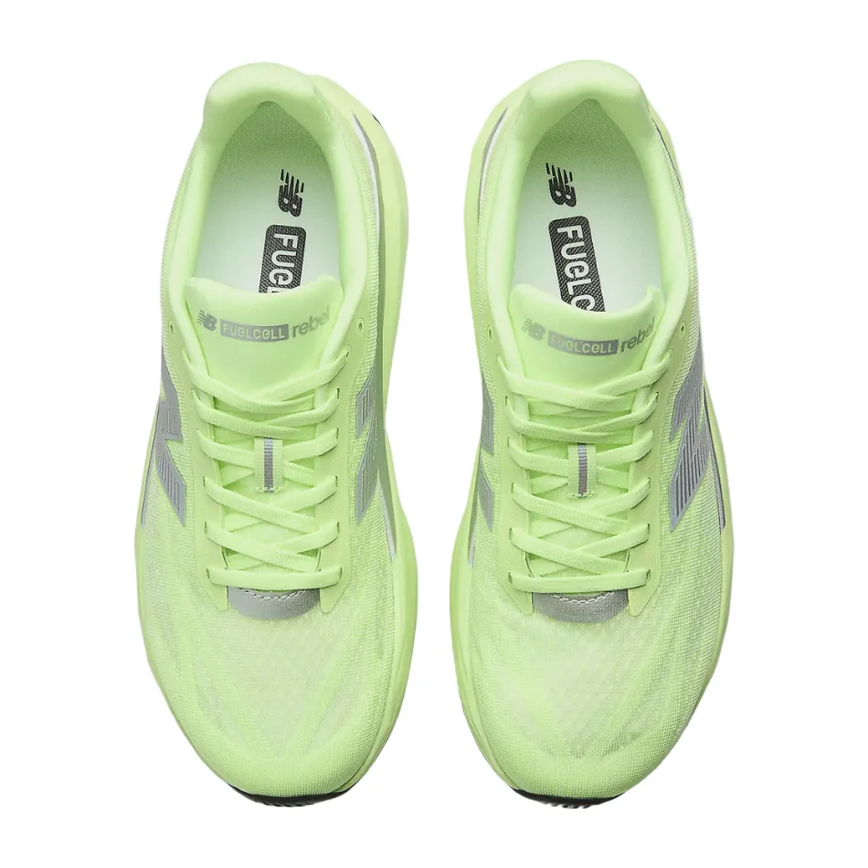 Lightweight Mesh New Balance Men's Fuelcell Rebel v5 Running Shoes in Mint Flash/Lab Green/Silver Metallic AW25