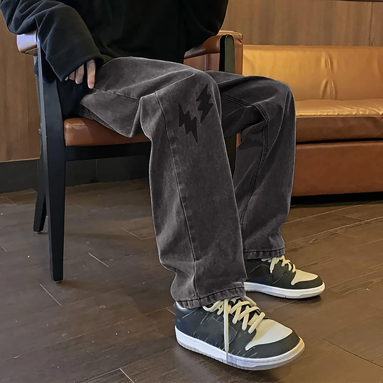 Alalaso Baggy Jeans for Men Women Skater Vintage Plain Pants 2024 Casual Wide Leg Jeans Loose Fit Denim Hip Hop Jeans