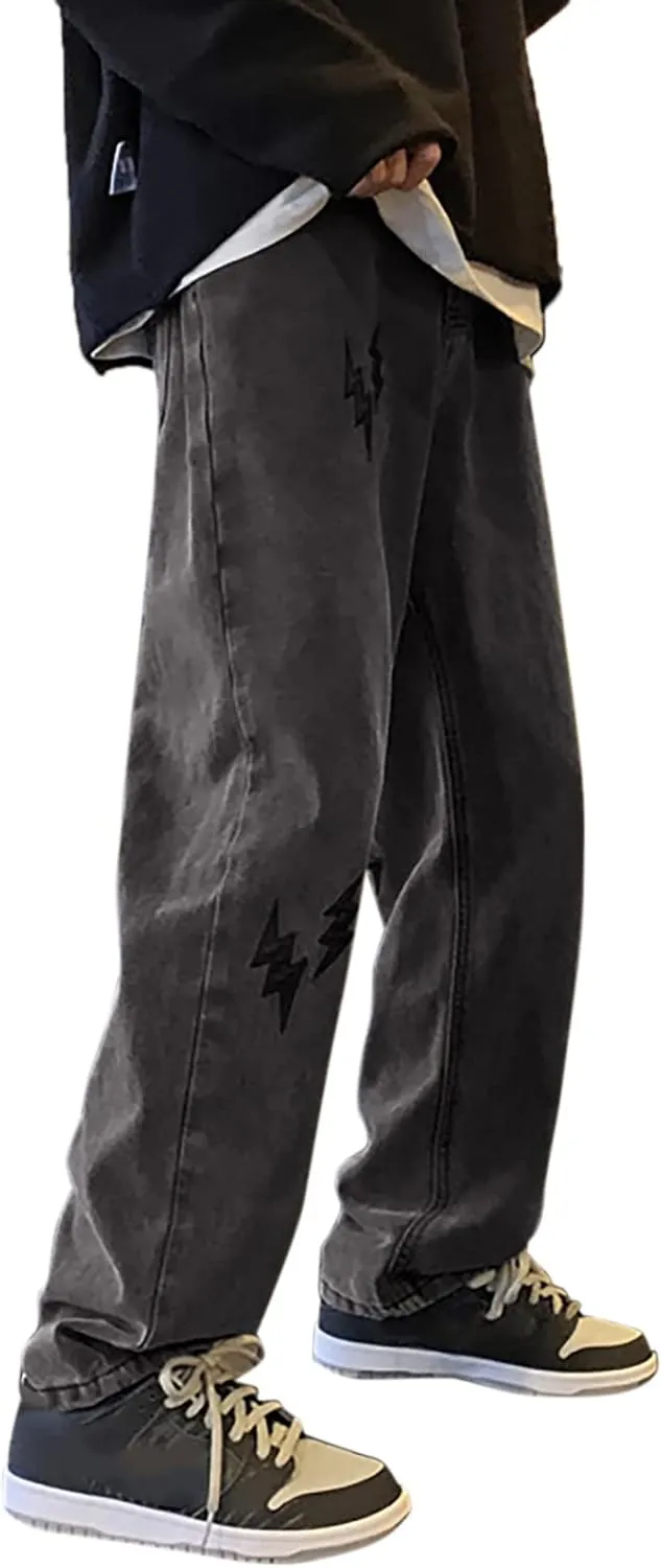 Alalaso Baggy Jeans for Men Women Skater Vintage Plain Pants 2024 Casual Wide Leg Jeans Loose Fit Denim Hip Hop Jeans