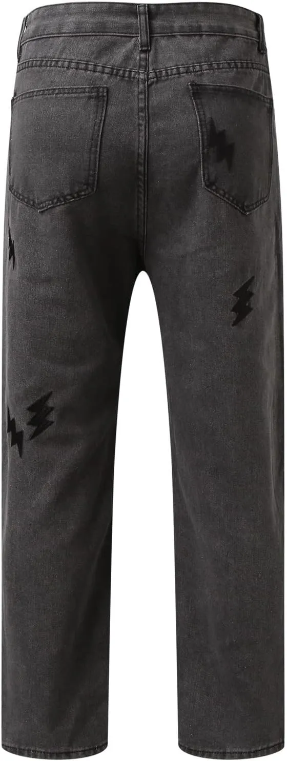 Alalaso Baggy Jeans for Men Women Skater Vintage Plain Pants 2024 Casual Wide Leg Jeans Loose Fit Denim Hip Hop Jeans