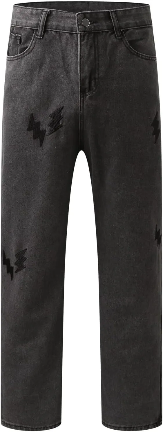 Alalaso Baggy Jeans for Men Women Skater Vintage Plain Pants 2024 Casual Wide Leg Jeans Loose Fit Denim Hip Hop Jeans