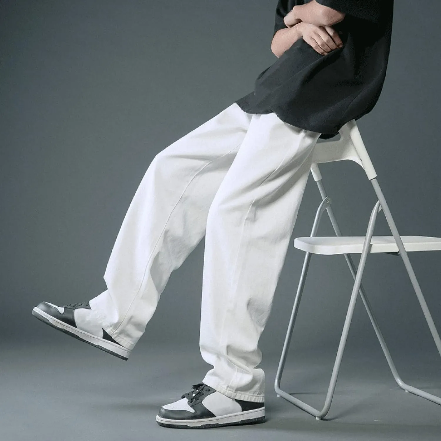 Alalaso Baggy Jeans for Men Women Skater Vintage Plain Pants 2024 Casual Wide Leg Jeans Loose Fit Denim Hip Hop Jeans