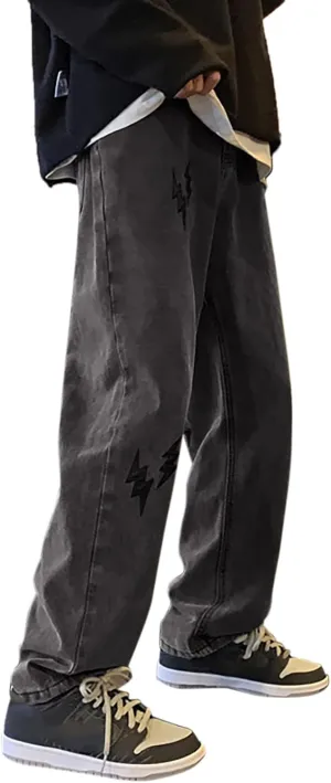 Alalaso Baggy Jeans for Men Women Skater Vintage Plain Pants 2024 Casual Wide Leg Jeans Loose Fit Denim Hip Hop Jeans