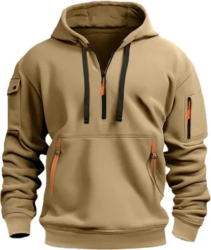 Alalaso Men's Hoodies Quarter Zip Pullover Workout Running Active Vintage Hoodies with Pockets Military Tactical Sweatshirt