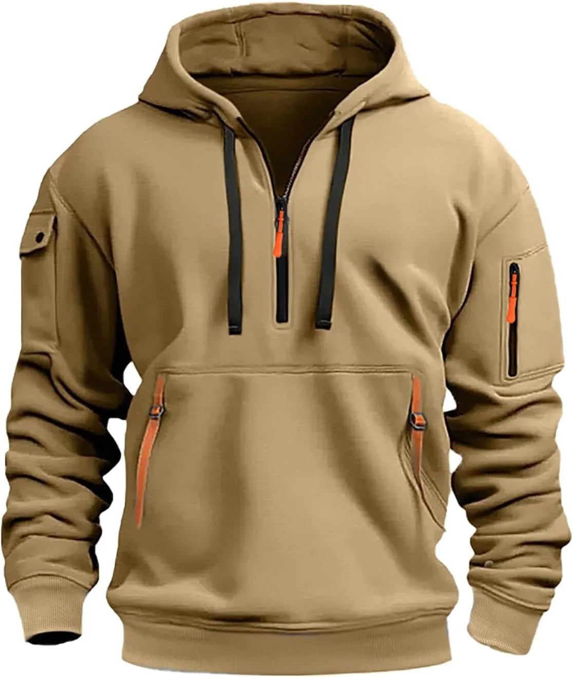 Alalaso Men's Hoodies Quarter Zip Pullover Workout Running Active Vintage Hoodies with Pockets Military Tactical Sweatshirt