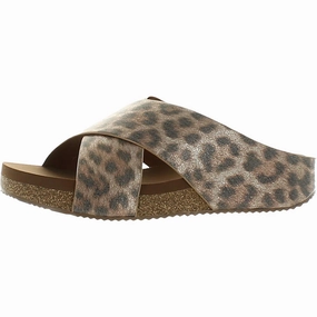 Scene Glow Alette Womens Faux Leather Camouflage Wedge Sandals