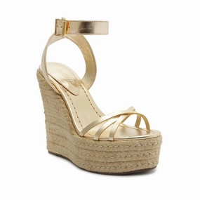 Minimal Design Alexandra Wedge Sandal In Gold
