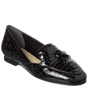 Patina Effect Alexandre Birman Clarita Belgian Croc-Embossed Patent Loafer