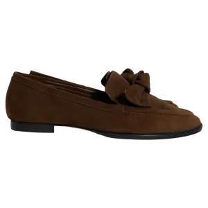 Alexandre Birman Clarita Bow Loafers in Brown Suede On The Move City Plaza