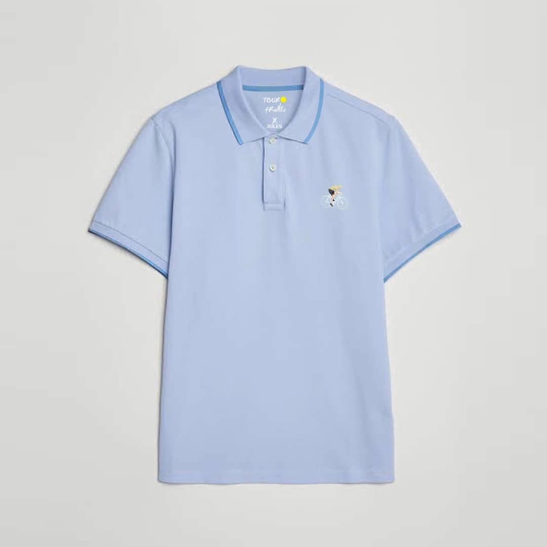 Playful Vibes Fade Resistant Dye Tour De France Men Sky Blue Polo