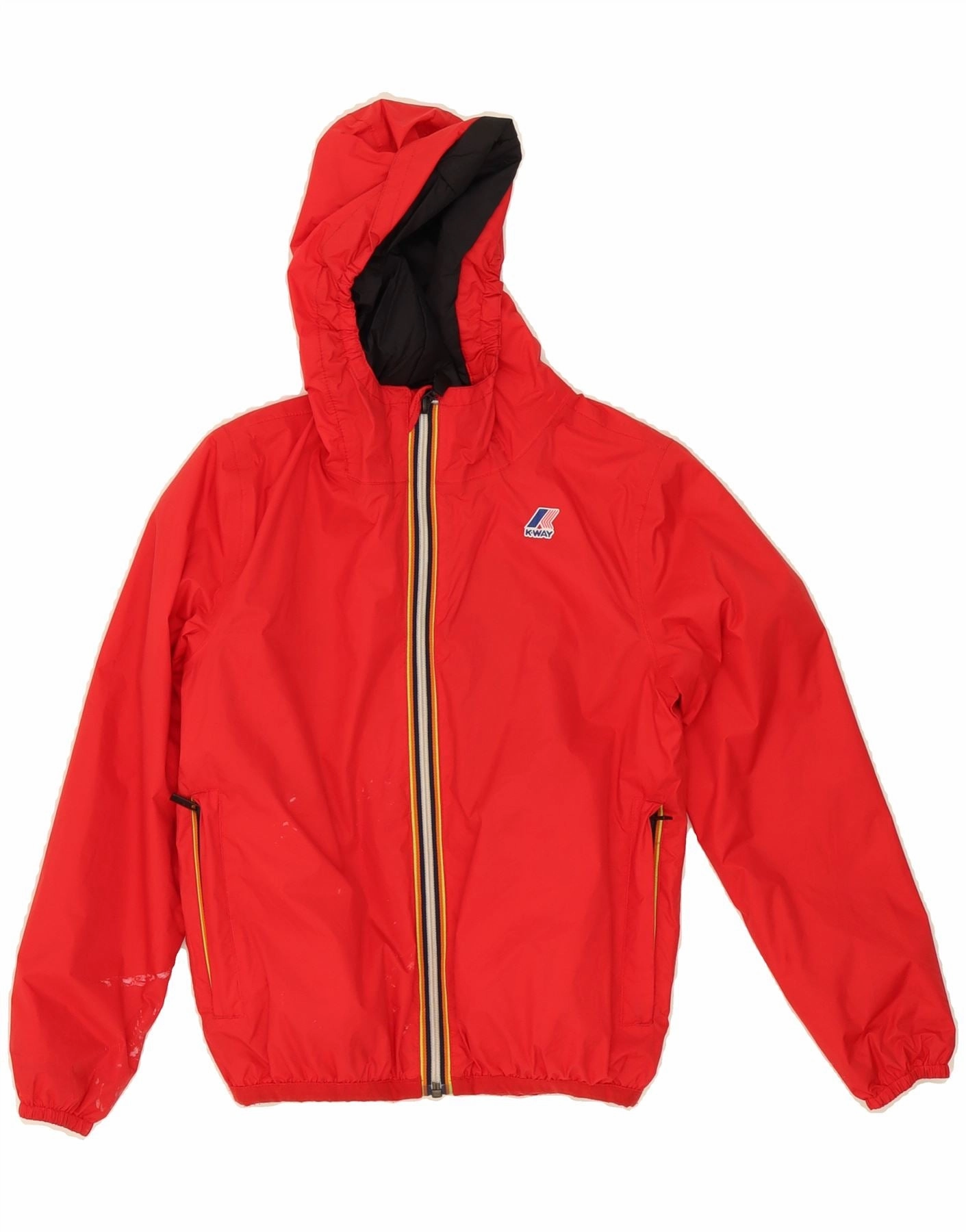 Casual Outdoor Layer Camping Trip K-WAY Boys Hooded Rain Jacket 9-10 Years Red Polyamide