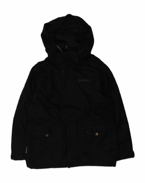 Solid Color MOUNTAIN WAREHOUSE Boys Hooded Rain Jacket 9-10 Years Black Polyester