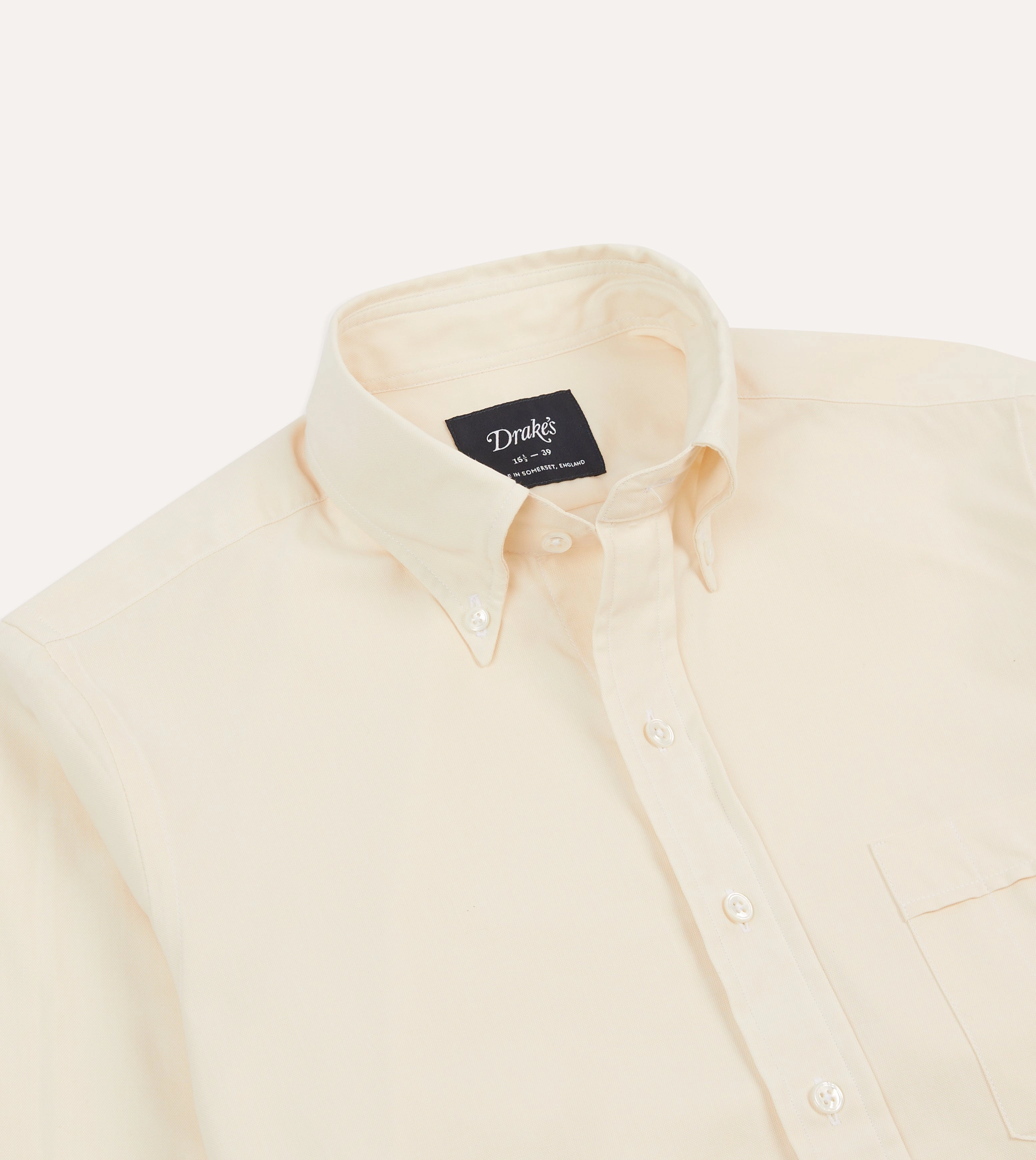 Ecru Pinpoint Oxford Cotton Cloth Button-Down Shirt Subtle Print Warm Layers