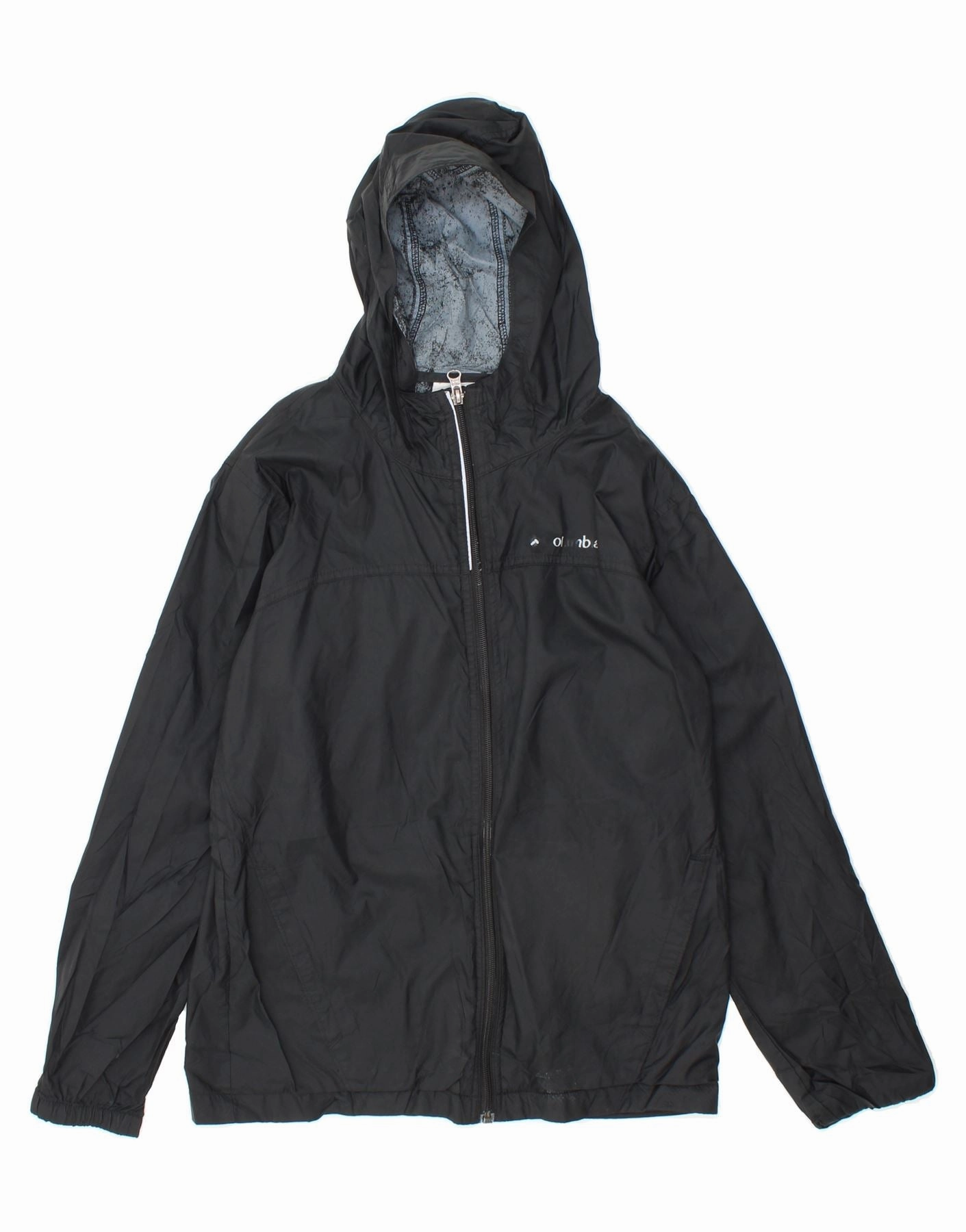 Probability COLUMBIA Boys Hooded Rain Jacket 14-15 Years Large  Black Polyester
