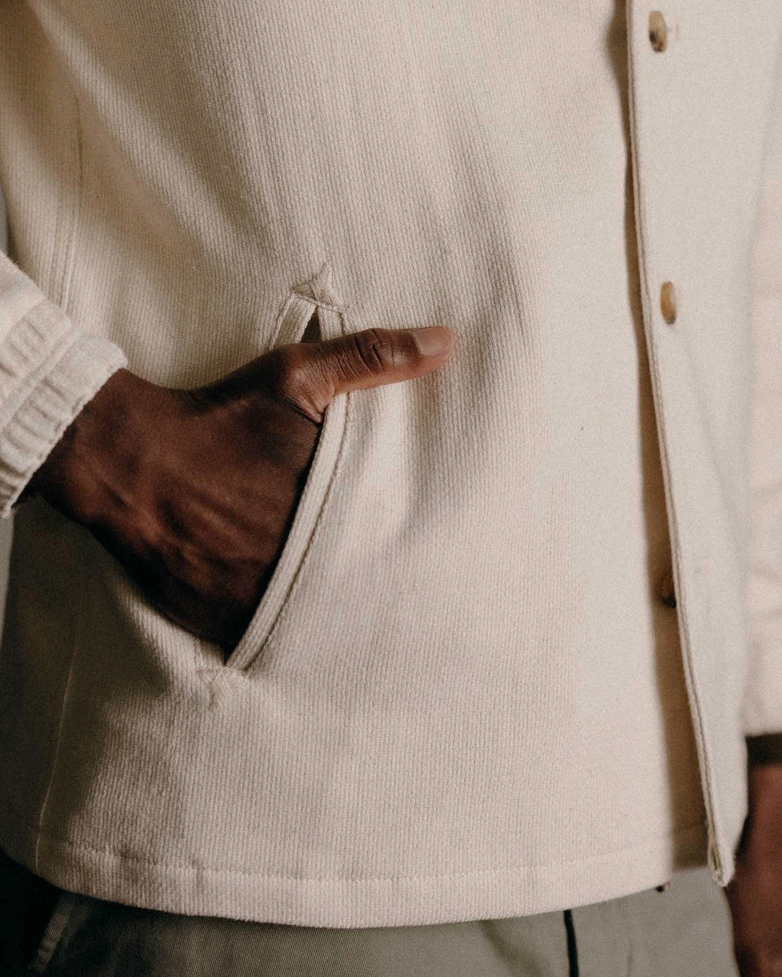 The Crew Jacket in Seeded Natural Sashiko City Layer