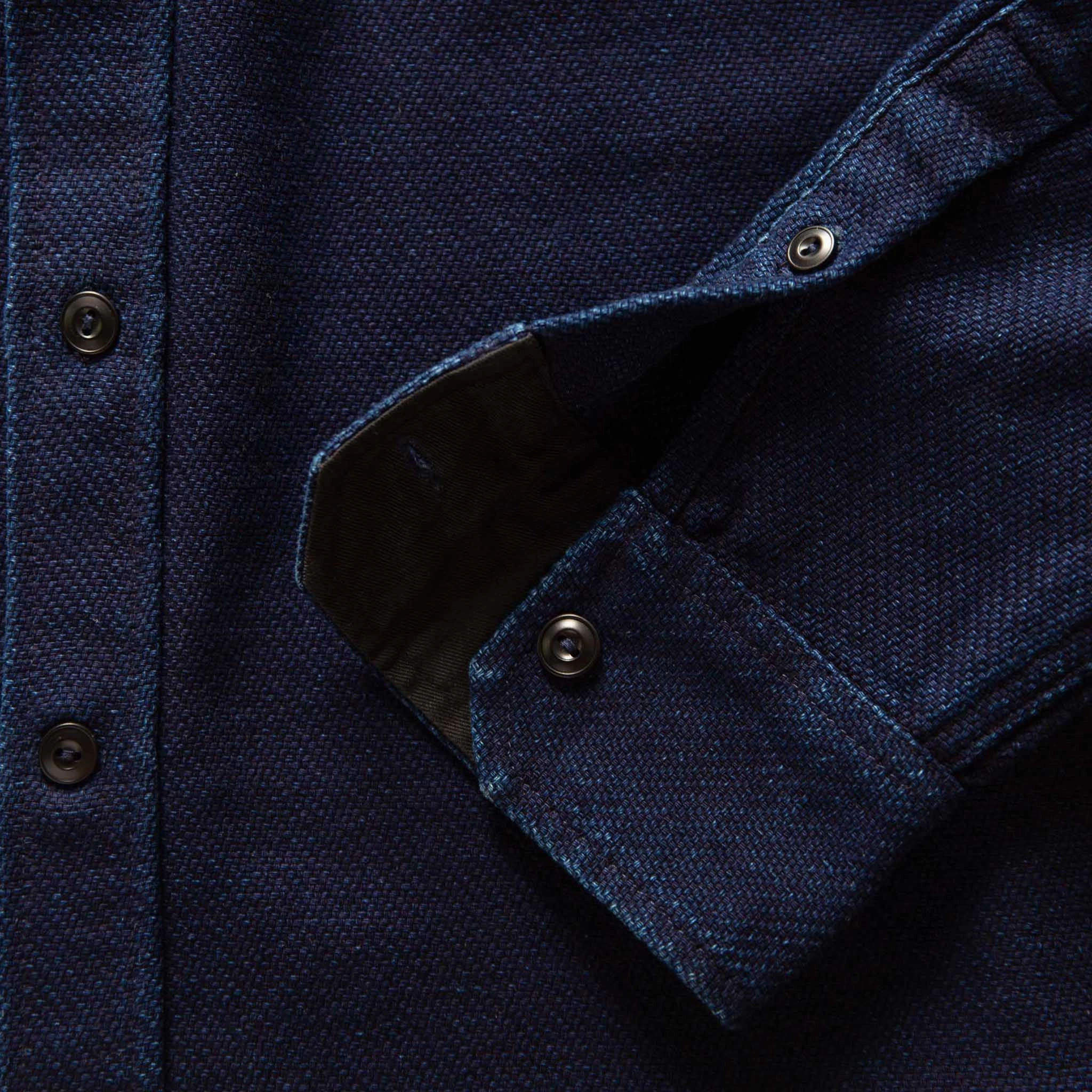 The Division Shirt in Indigo Twill Double Stitched Seams Hypoallergenic Lining