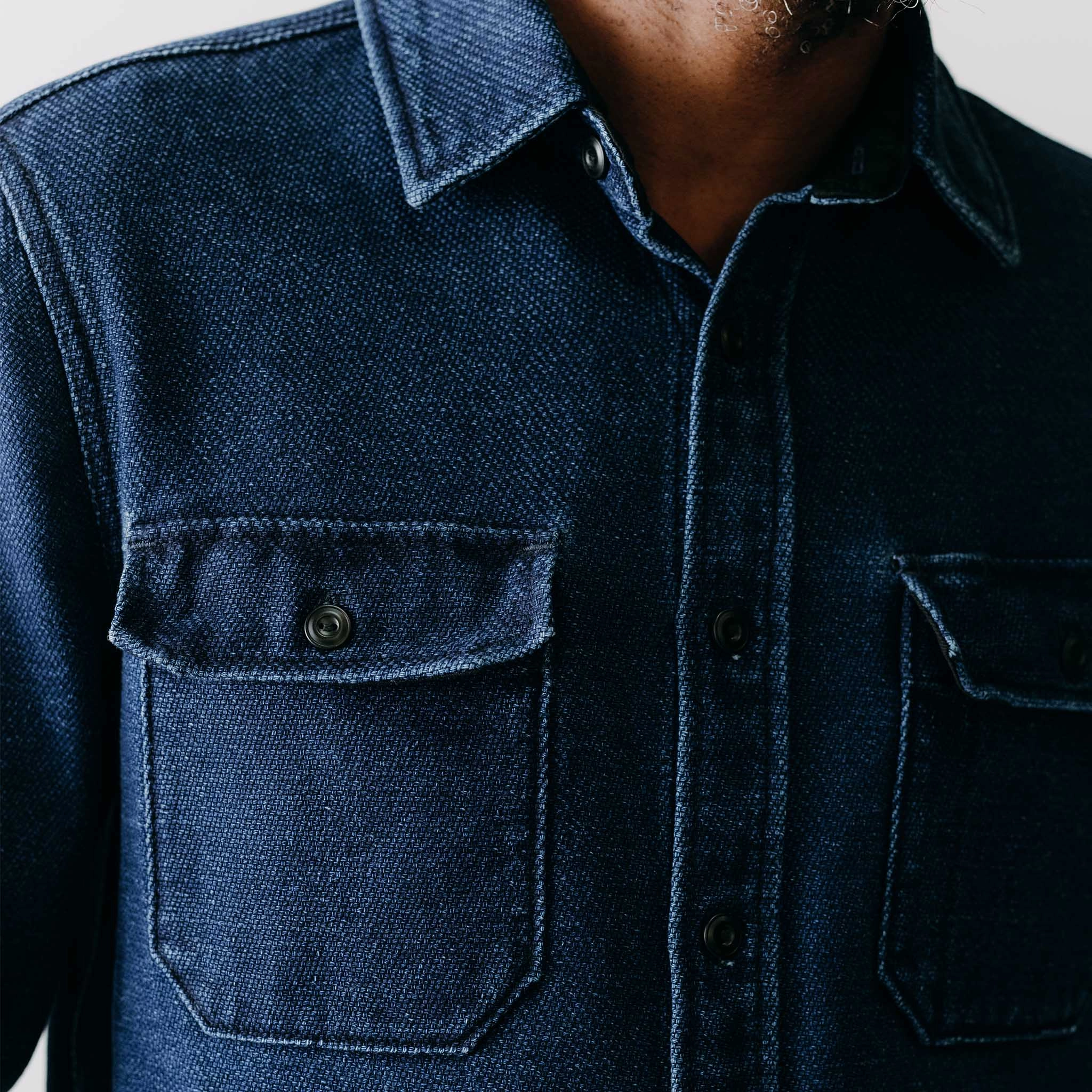 Cocktail Party Layered Look The Division Shirt in Indigo Twill