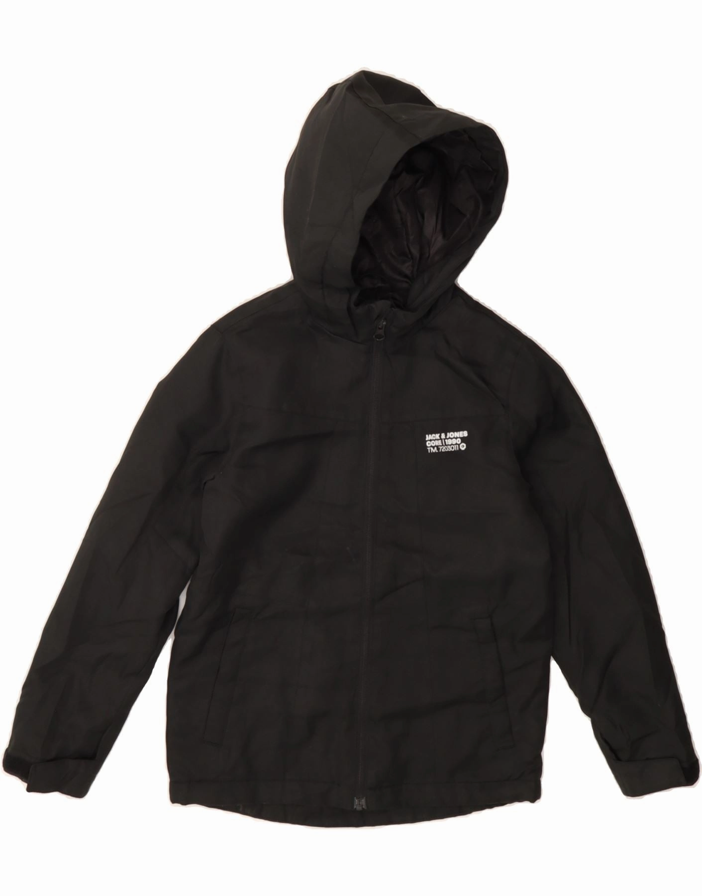 Recognize JACK & JONES Boys Hooded Windbreaker Jacket 9-10 Years Black Polyester