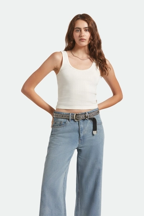 Pointelle Slim Fit Tank - Off White Quick Dry Material