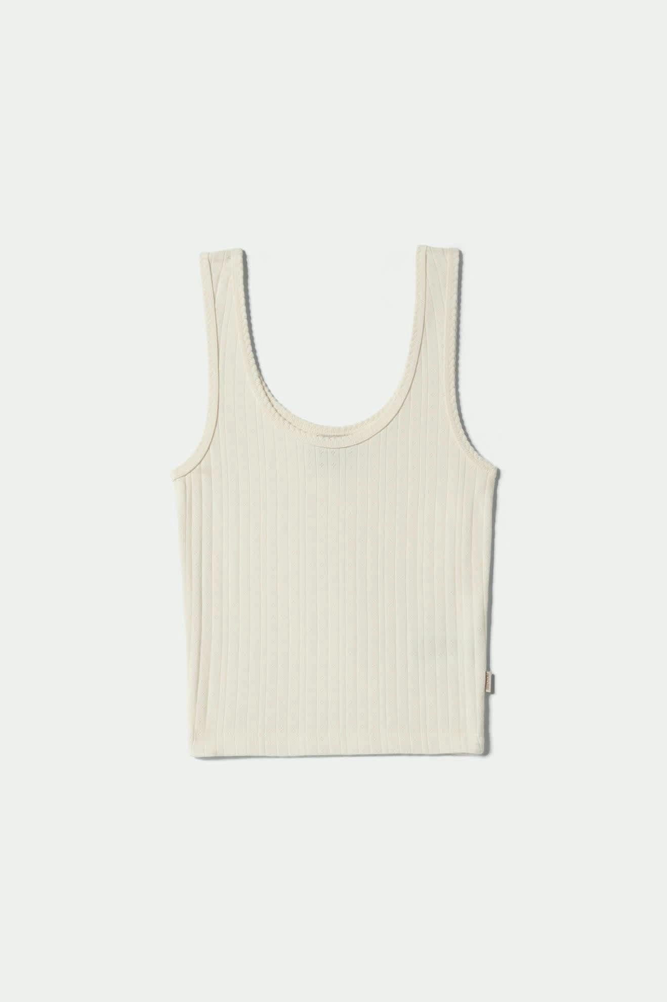 Urban Smart Drop Shoulder Cut Pointelle Slim Fit Tank - Off White